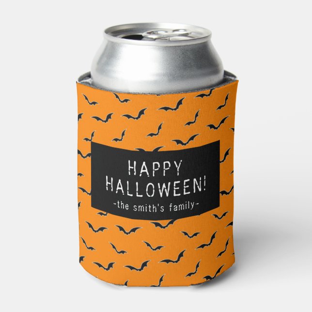 Rafraîchisseur Pour Canette Orange Bat Motif Halloween Party Can Cooler (Can devant)