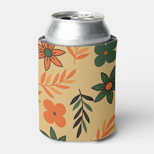 Rafraîchisseur Pour Canette Orange Brown Floral Aquarelle Botanique Boisson (Can devant)