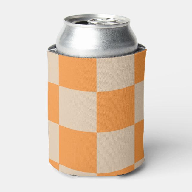 Rafraîchisseur Pour Canette Orange Checkerboard Retro Geometry Checks (Can devant)