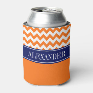 Rafraîchisseur Pour Canette Orange Citrouille Blanc Chevron CB Marine Monogram