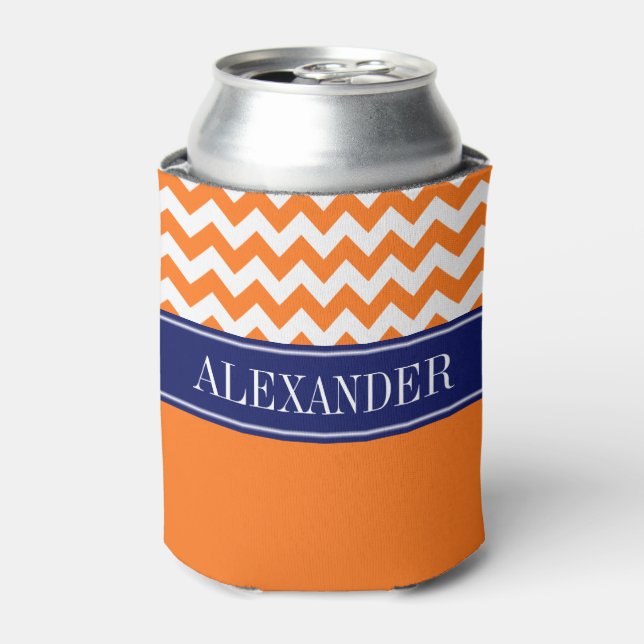Rafraîchisseur Pour Canette Orange Citrouille Blanc Chevron CB Marine Monogram (Can devant)
