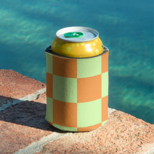 Rafraîchisseur Pour Canette Orange Green Checkerboard Retro Checks