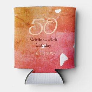 Rafraîchisseur Pour Canette Orange rouge 50 anniversaire ajouter nom date p