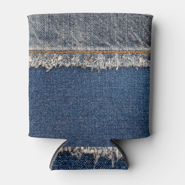 Rafraîchisseur Pour Canette Orange Stitch, Double Denim Patch. (Devant)