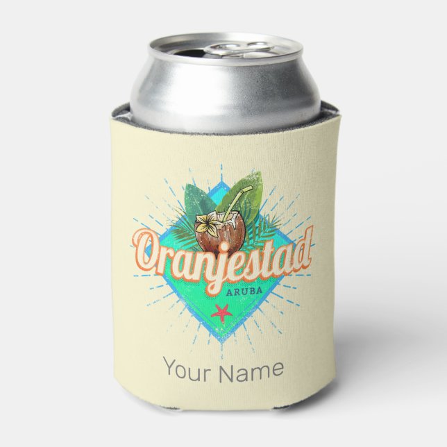 Rafraîchisseur Pour Canette Oranjestad Aruba Retro Souvenir des Caraïbes Vinta (Can devant)