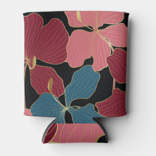 Rafraîchisseur Pour Canette Orchidées d'or, art floral élégant.