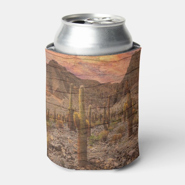 Rafraîchisseur Pour Canette Organ Pipe Cactus On Wood Grain Sunset Photo (Can devant)