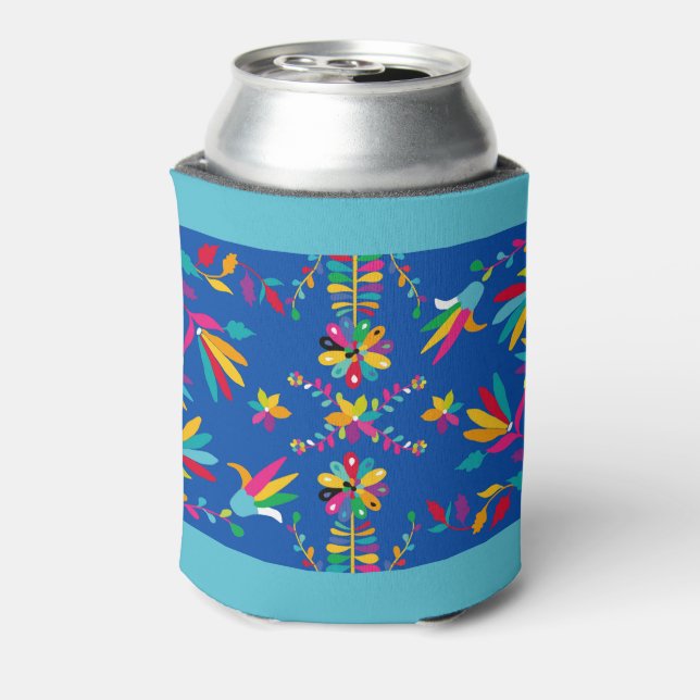 Rafraîchisseur Pour Canette Otomi mexicain design en Blues - Can Cooler (Can Dos)