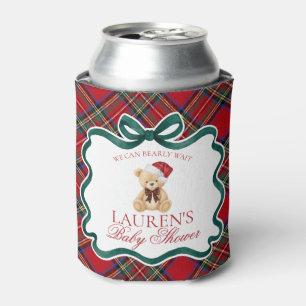 Rafraîchisseur Pour Canette Ours à carreaux tartan rouge pour la fête de bébé