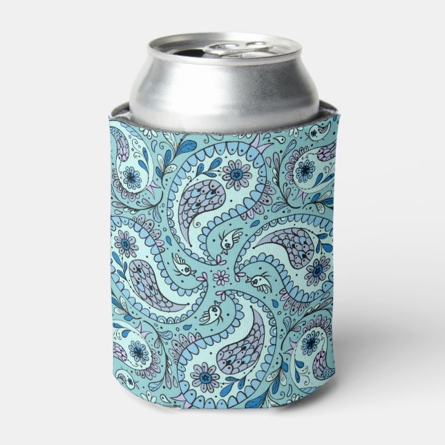 Rafraîchisseur Pour Canette Paisley en bleu bébé (Can devant)