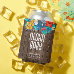 Rafraîchisseur Pour Canette Palme Tropique Rustique Feuilles Aloha Baby shower