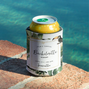 Rafraîchisseur Pour Canette Palmes tropicales de Bachelorette Monogramme