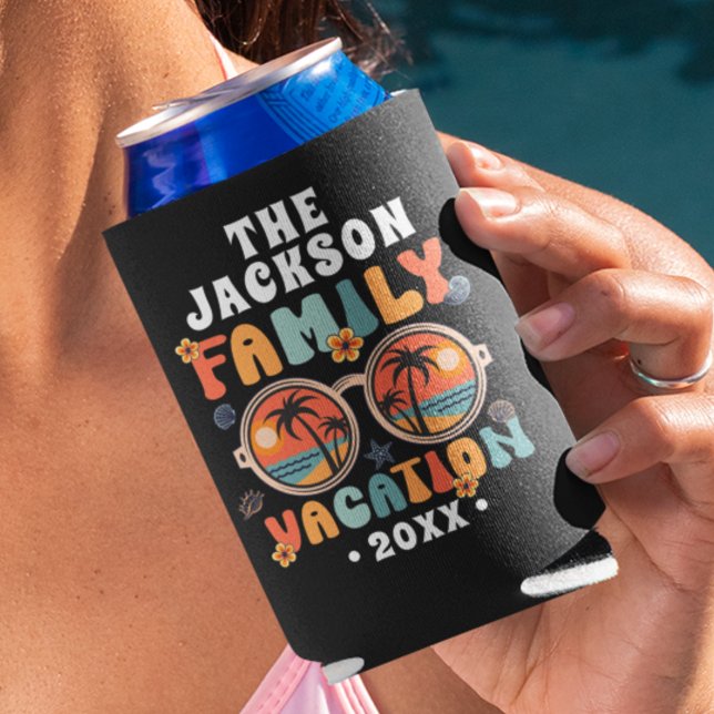 Rafraîchisseur Pour Canette Palmiers lunettes de soleil rétro vacances en fami (Créateur téléchargé)