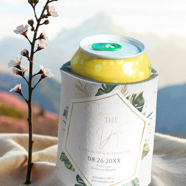 Rafraîchisseur Pour Canette Palmiers Tropicaux Arbres Gilded Script Enregistre (Créateur téléchargé)