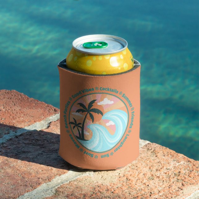 Rafraîchisseur Pour Canette Palmiers tropicaux Hawaiian Island Good Vibes (Piscine in situ)