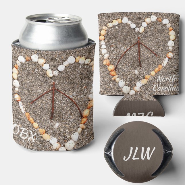 Rafraîchisseur Pour Canette Panneau de paix Coeur de Coeur de la plage OBX NC (Créateur téléchargé)