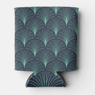 Rafraîchisseur Pour Canette paon bleu néon, motif vintage.