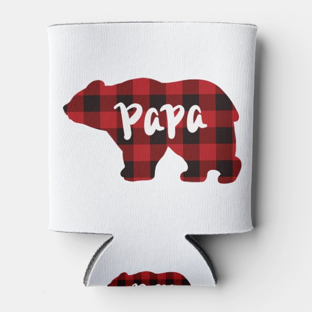 Rafraîchisseur Pour Canette Papa Bear - Bison rouge et noir plaid (Devant)