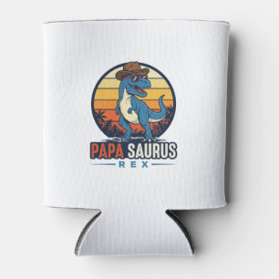Rafraîchisseur Pour Canette Papa Saurus Rex Cowboy Dinosaure Vintage T-Shirt_1