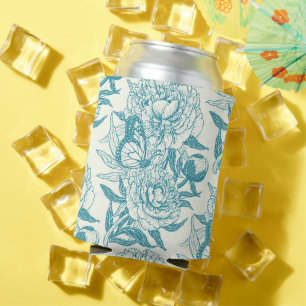 Rafraîchisseur Pour Canette Papier à peintres et papillons, lagon Bleu