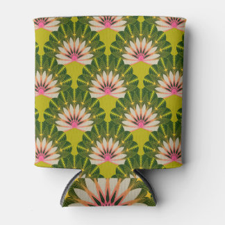 Rafraîchisseur Pour Canette Papier peint en lotus stylisé : rose, vert.