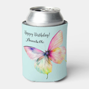 Rafraîchisseur Pour Canette Papillon rose délicat dans les couleurs pastel arc