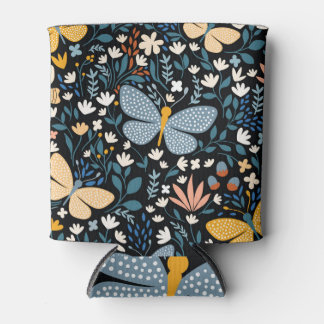 Rafraîchisseur Pour Canette Papillons Floral : Main Tirée Sans Couture.