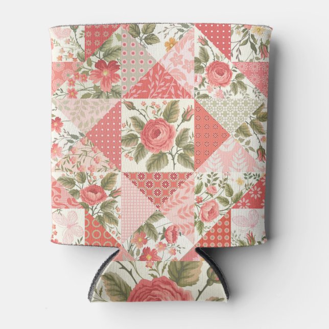 Rafraîchisseur Pour Canette Papillons rose Patchwork sans couture (Devant)