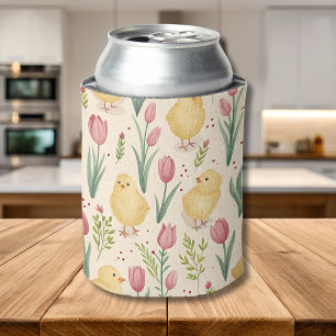 Rafraîchisseur Pour Canette Pâques vintage poussins jaunes mignons tulipes rou