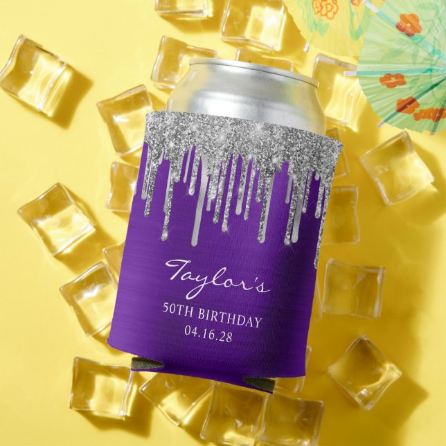 Rafraîchisseur Pour Canette Parties scintillant argent gouttes violet violet 5 (Été in situ)