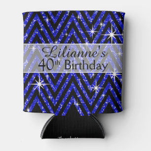 Rafraîchisseur Pour Canette Parties scintillant Chevron Bling saphir