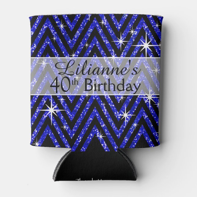 Rafraîchisseur Pour Canette Parties scintillant Chevron Bling | saphir (Devant)
