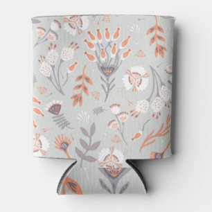 Rafraîchisseur Pour Canette Pastel Grey Orange Floral : Élégance Vintage