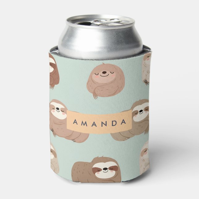 Rafraîchisseur Pour Canette Pastel personnalisé Adorable Sloth Motif (Can devant)