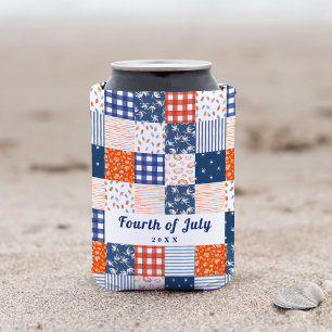Rafraîchisseur Pour Canette Patchwork 4 juillet Rouge Blanc Bleu Pâte