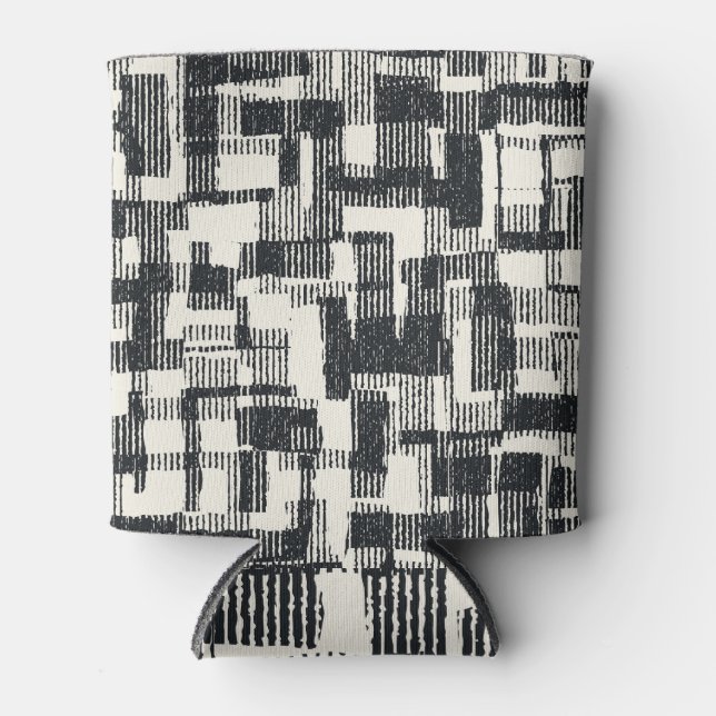 Rafraîchisseur Pour Canette Patchwork monochrome : Graphic brossé transparent. (Devant)