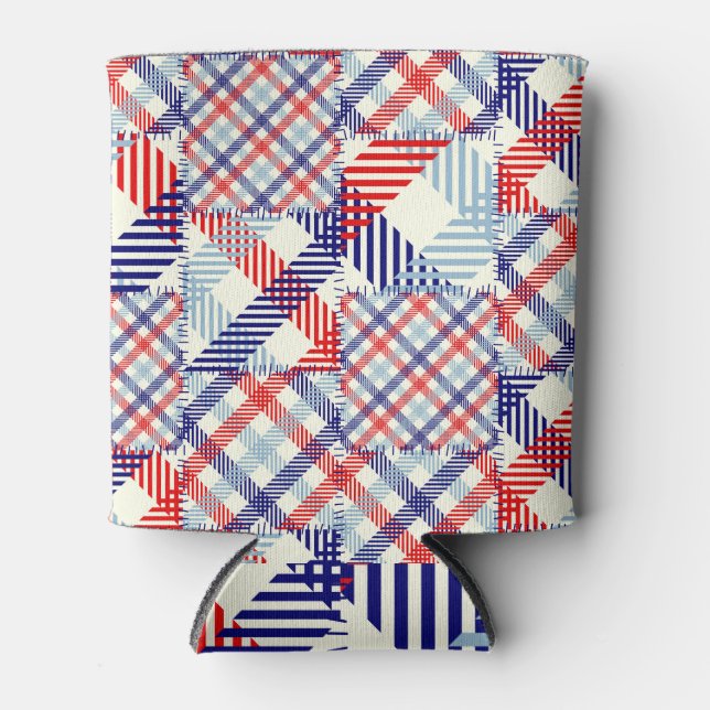 Rafraîchisseur Pour Canette Patchwork Plaid Classique : Motif Carré (Devant)