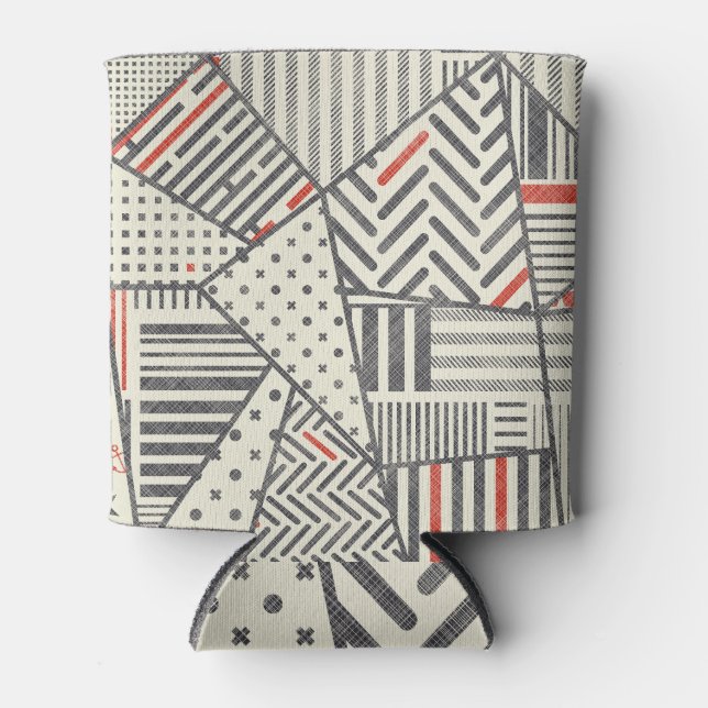 Rafraîchisseur Pour Canette Patchwork rétro : Conception géométrique Abstraite (Devant)