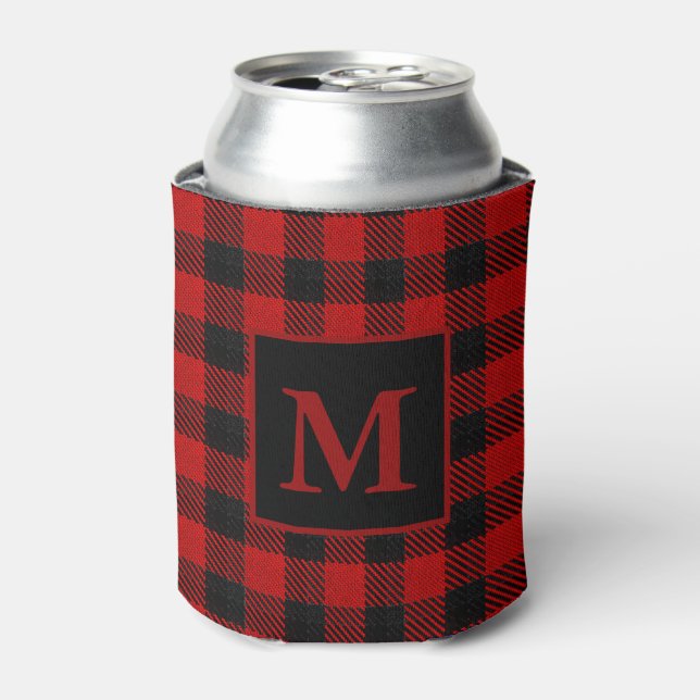 Rafraîchisseur Pour Canette Pâte Monogramme de Buffalo Plaid (Can devant)