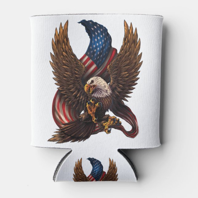 Rafraîchisseur Pour Canette Patriotic American Design With Eagle And Flag (Devant)