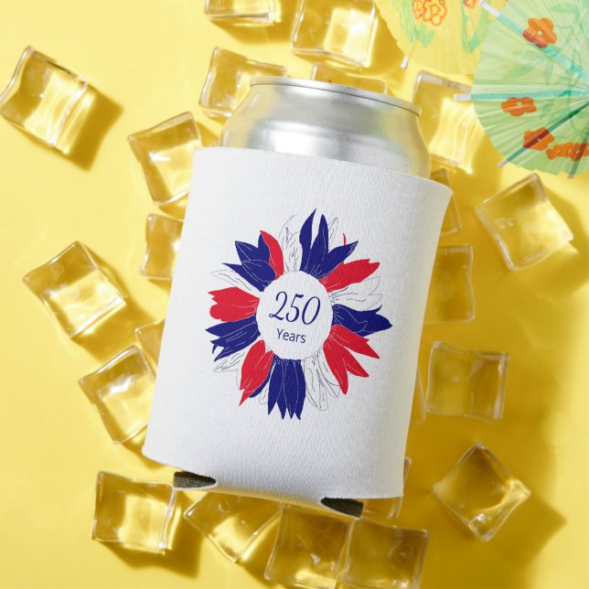 Rafraîchisseur Pour Canette Patriotic Floral 4th of July Bbq 250 Anniversary  (Été in situ)