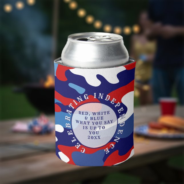 Rafraîchisseur Pour Canette Patriotic Red White and Blue Camo Can Cooler (Red, White and Blue Camo Can Cooler. What you say is up to you)