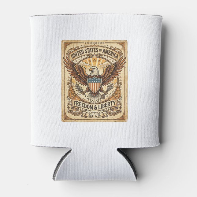 Rafraîchisseur Pour Canette Patriotic Vintage Bald Eagle Distressed (Devant)