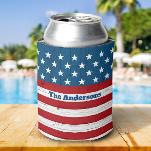 Rafraîchisseur Pour Canette Patriotique USA Juillet 4 Rustique Bois américain