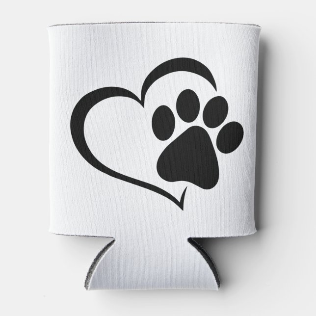 Rafraîchisseur Pour Canette PawPrint et Heart Design (Devant)