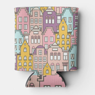 Rafraîchisseur Pour Canette Pays-Bas maisons, doodle sans couture motif.