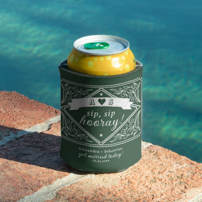 Rafraîchisseur Pour Canette Pays Western Rustic Chic Emerald Mariage vert (Piscine in situ)