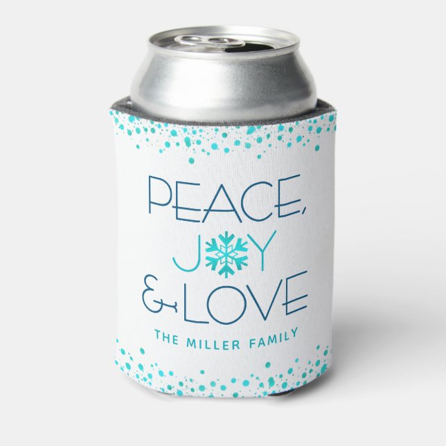 Rafraîchisseur Pour Canette Peace Jove Love Holiday White Blue Snowflake Nom (Can Dos)