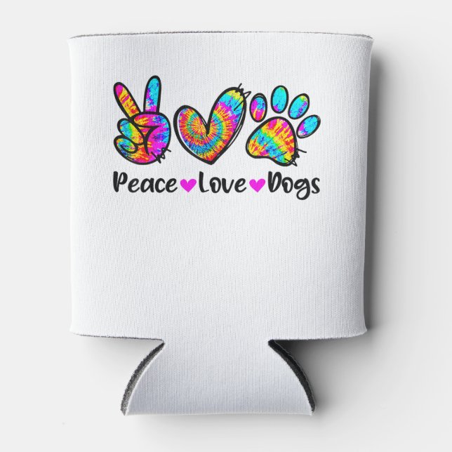 Rafraîchisseur Pour Canette Peace Love Chiens Tie Dye Chien Paw Chien Maman Mi (Devant)