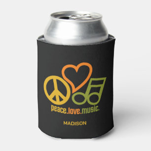 Rafraîchisseur Pour Canette Peace Love Music nom personnalisé